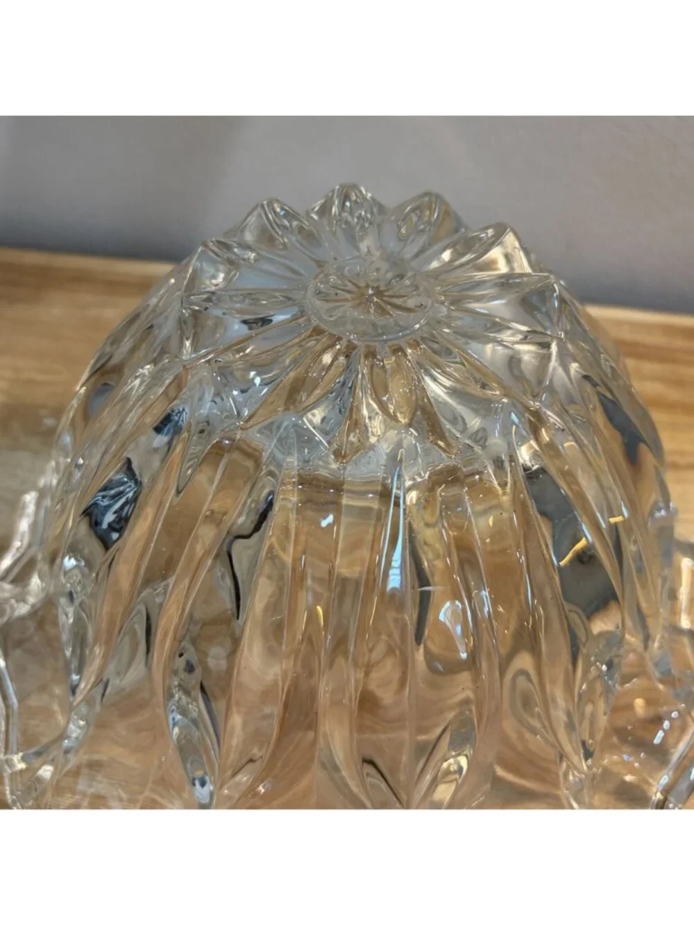 Vintage Crystal Glass Bowl Scalloped Edge Cut Glass Centerpiece Bowl 9.5